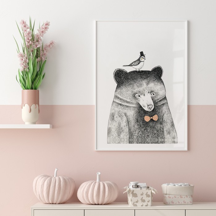Αφίσα Poster Αρκούδος με παπιγιόν με κορνίζα