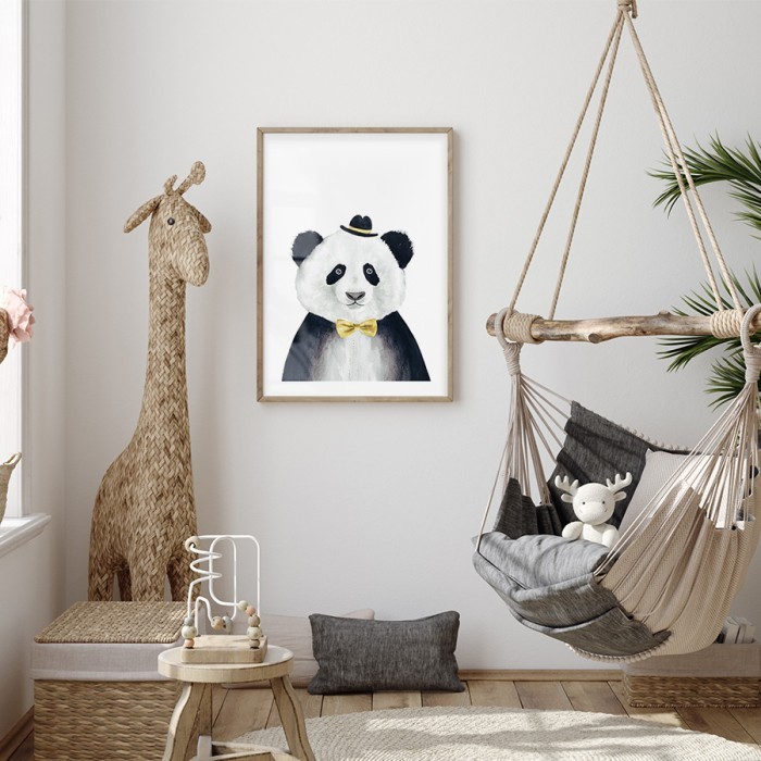 Αφίσα Poster Panda με παπιγιόν για παιδικό δωμάτιο 