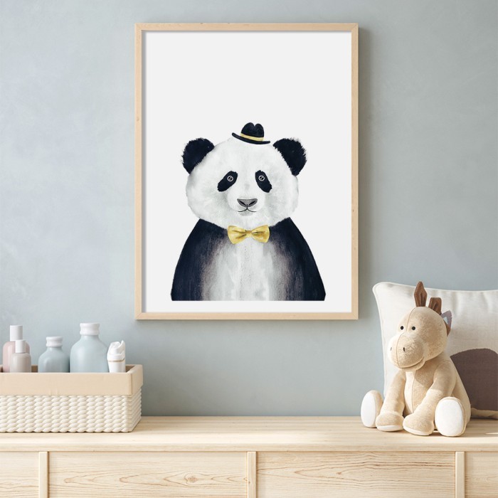 Αφίσα Poster Panda με παπιγιόν με κορνίζα