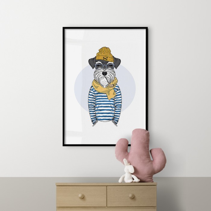 Αφίσα Poster Hipster σκύλος με κορνίζα