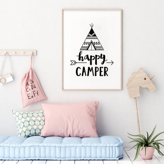 Αφίσα Poster Happy camper για παιδικό δωμάτιο 