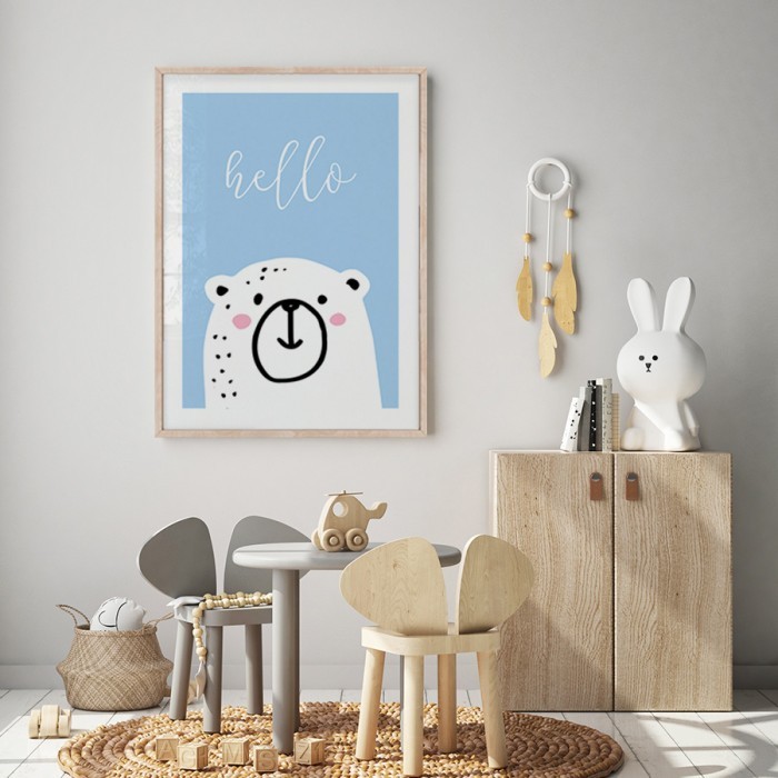 Αφίσα Poster Λευκή αρκουδίτσα για παιδικό δωμάτιο 