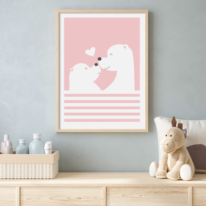 Αφίσα Poster Ερωτευμένο ζευγάρι αρκούδων με κορνίζα