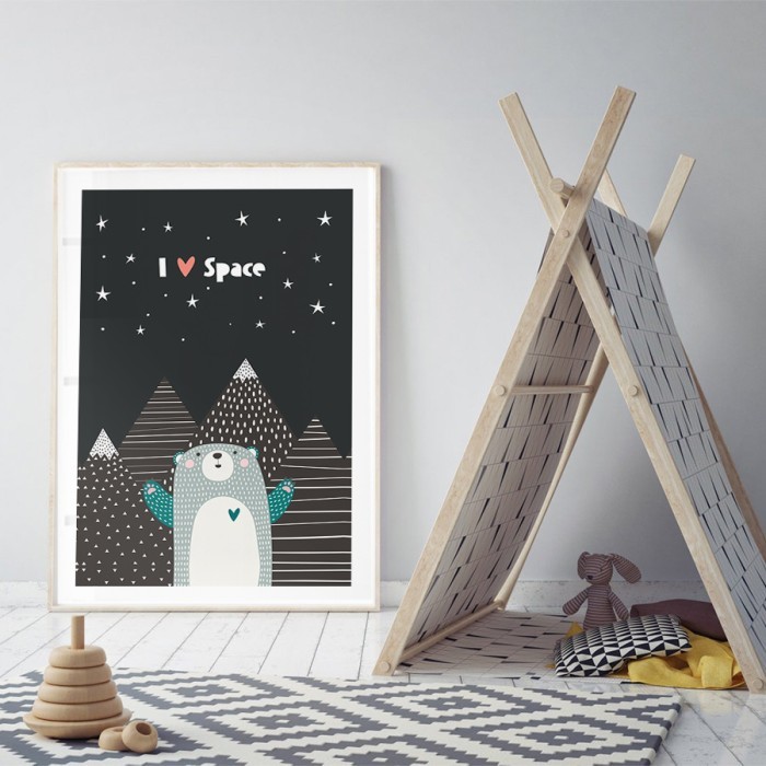 Αφίσα Poster Αρκούδα στα βουνά με κορνίζα