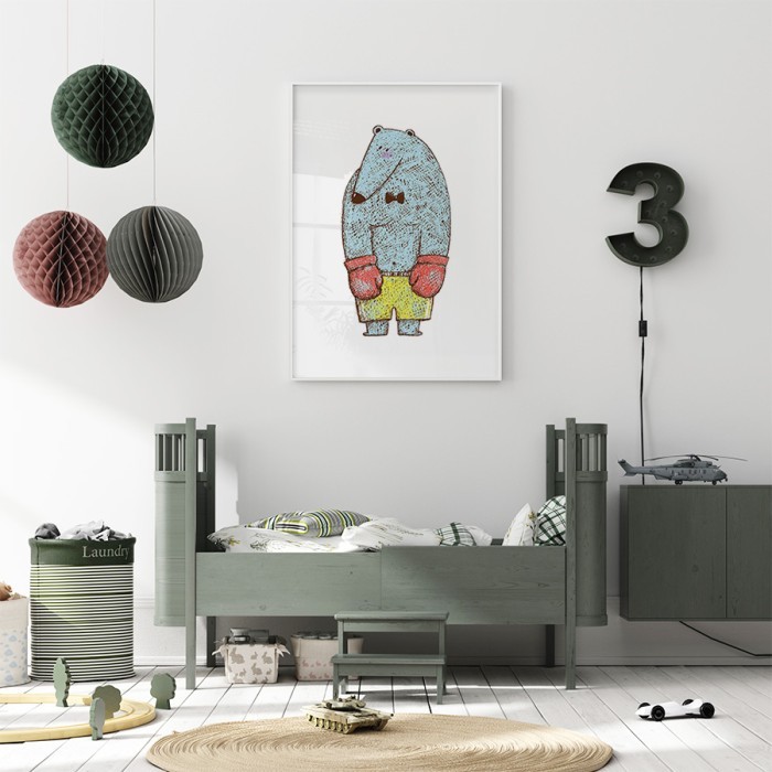 Αφίσα Poster Αρκούδος μποξέρ για παιδικό δωμάτιο 
