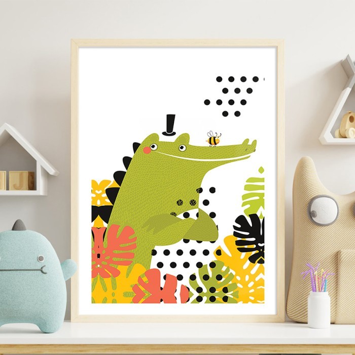 Αφίσα Poster Κροκόδειλος στην ζούγκλα με κορνίζα