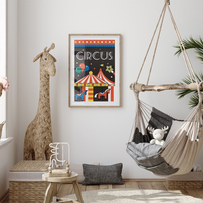 Αφίσα Poster Τσίρκο με καρουσέλ για παιδικό δωμάτιο 