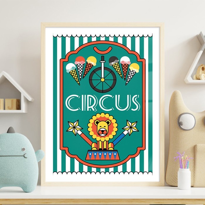Αφίσα Poster Λιονταράκι στο τσίρκο με κορνίζα