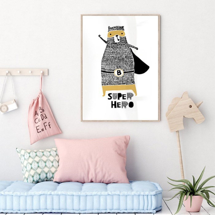 Αφίσα Poster Super hero bear για παιδικό δωμάτιο 