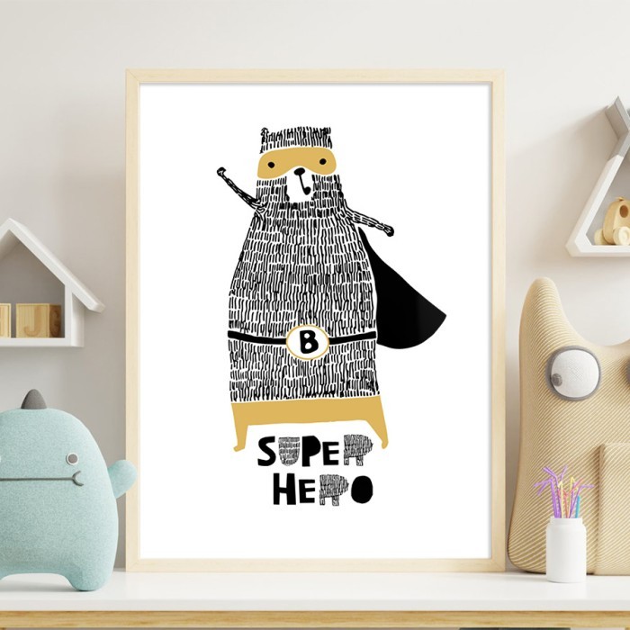 Αφίσα Poster Super hero bear με κορνίζα