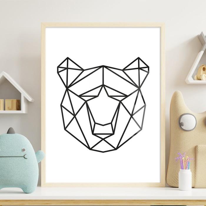 Αφίσα Poster Γεωμετρικός αρκούδος με κορνίζα
