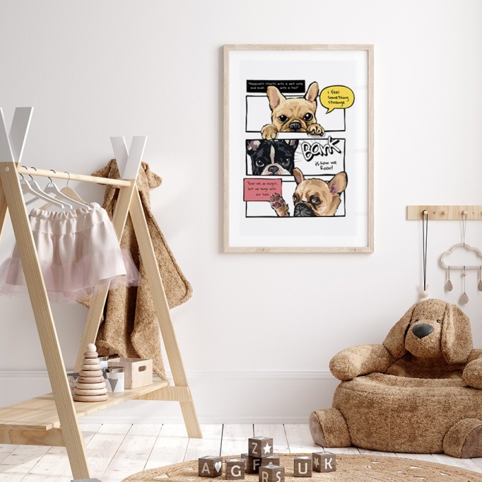 Αφίσα Poster French bulldogs για παιδικό δωμάτιο 