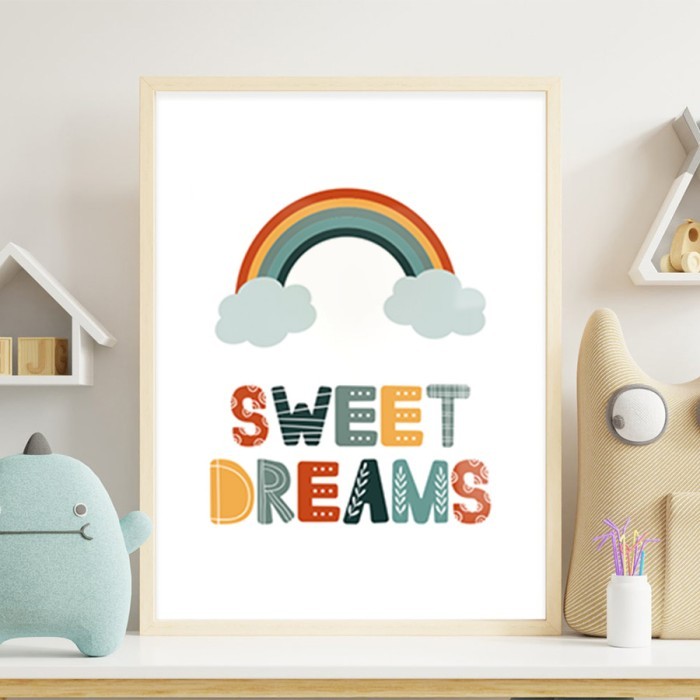 Αφίσα Poster Rainbow sweet dreams με κορνίζα