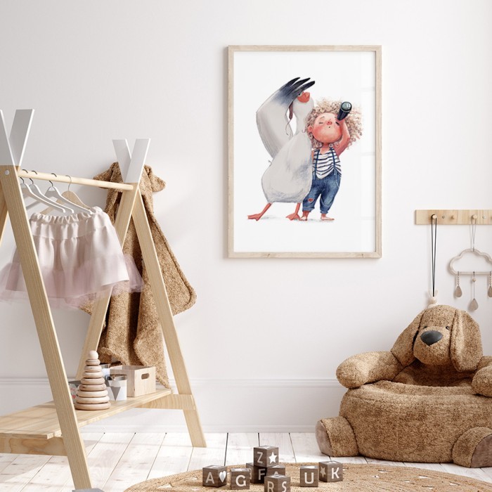 Αφίσα Poster Παιδάκι και γλάρος 2 για παιδικό δωμάτιο 