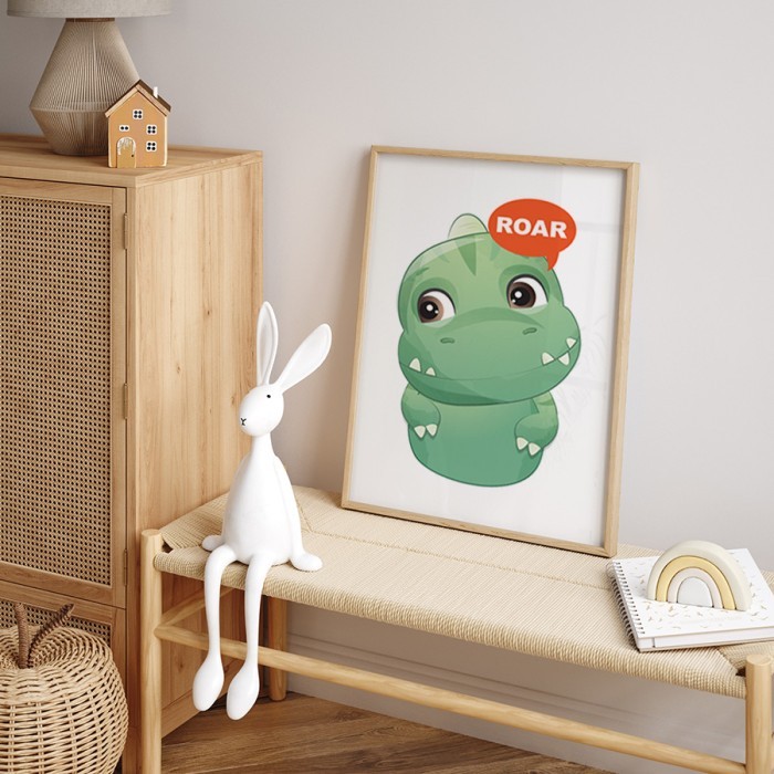 Αφίσα Poster Πράσινο δεινοσαυράκι με κορνίζα