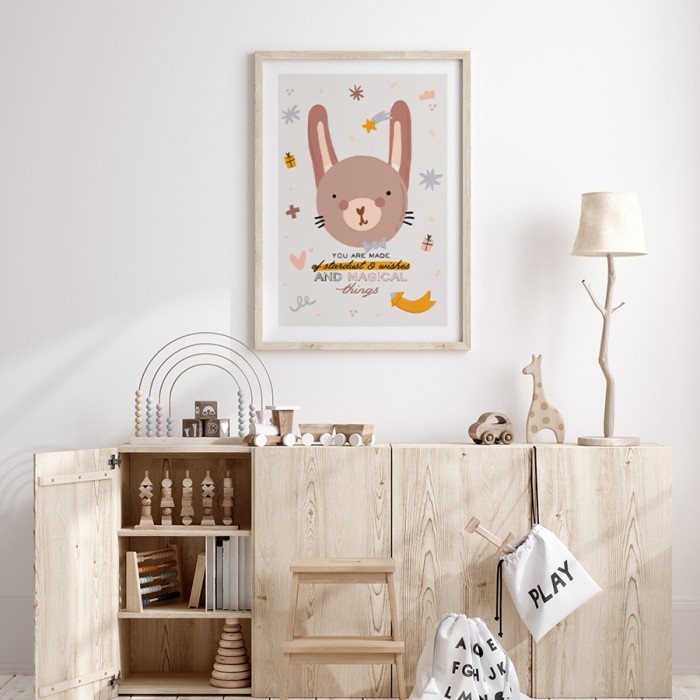 Αφίσα Poster Καφέ λαγουδάκι για παιδικό δωμάτιο 