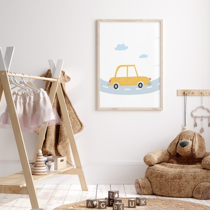 Αφίσα Poster Κίτρινο αυτοκίνητο για παιδικό δωμάτιο 