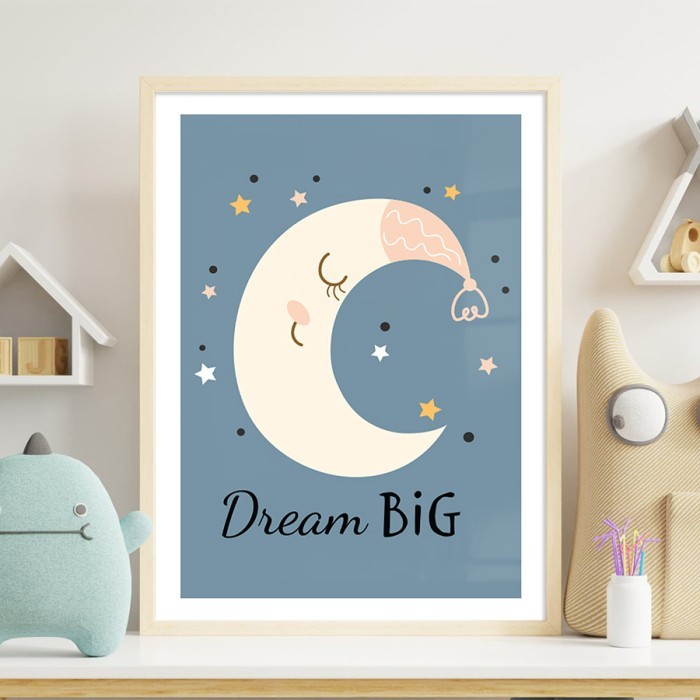 Αφίσα Poster Φεγγάρι με αστεράκια με κορνίζα