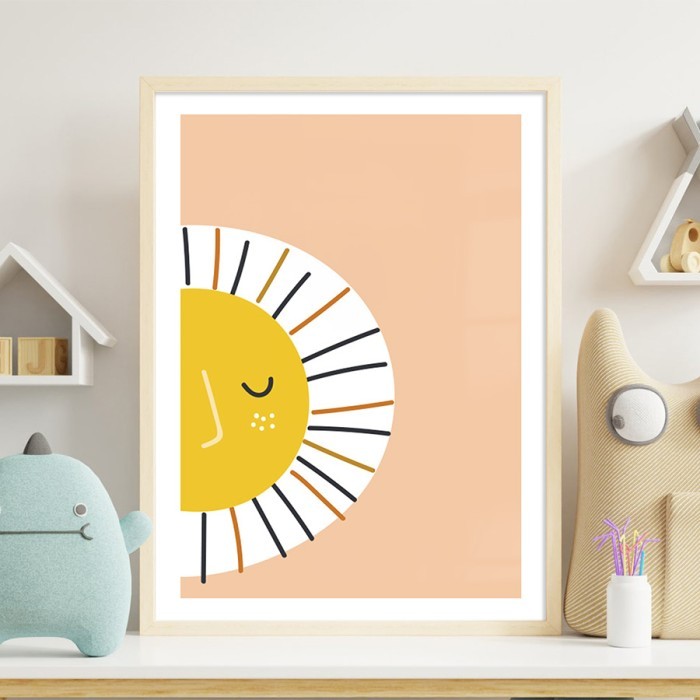 Αφίσα Poster Ζωγραφιά με ήλιο με κορνίζα