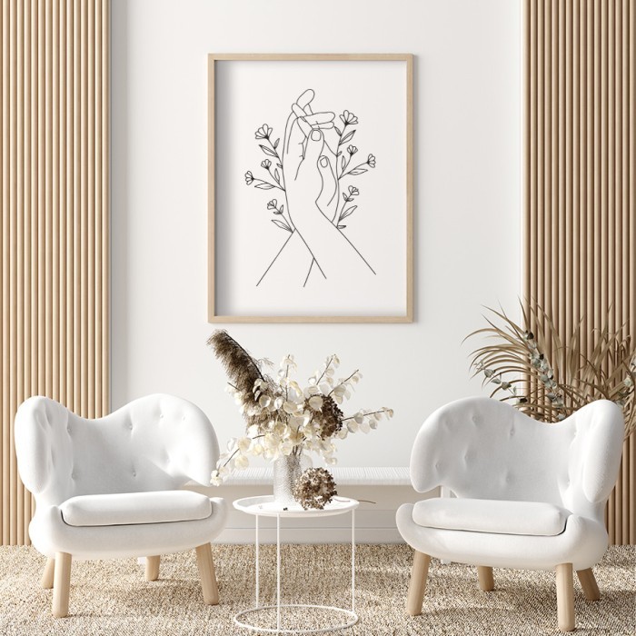 Poster Xέρια με λουλούδια για σαλόνι 