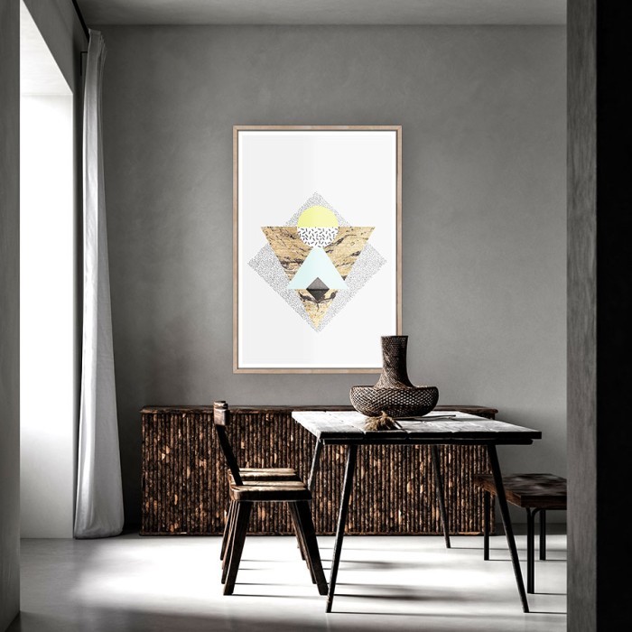 Αφίσα-Poster Σύνθεση με τρίγωνα και ρόμβους με κορνίζα  