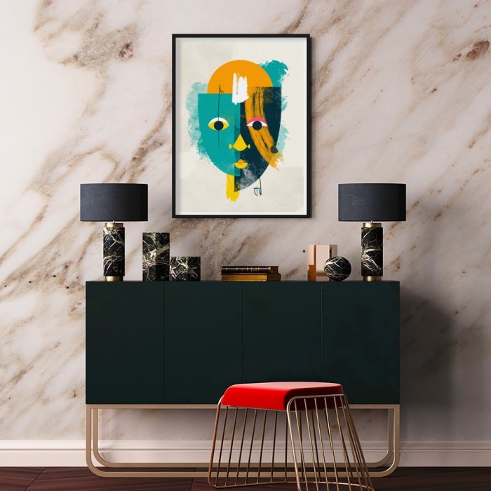 Αφίσα-Poster Abstract colorful mask με κορνίζα 