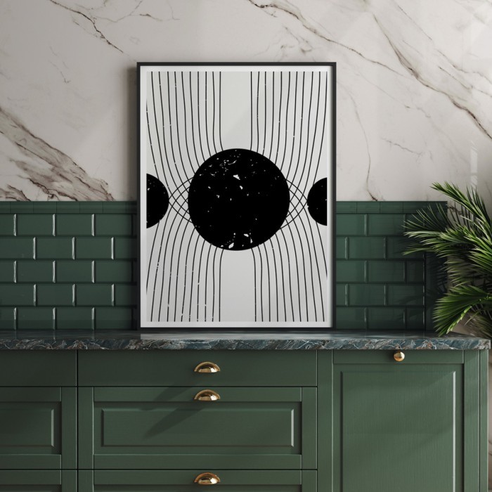 Αφίσα-Poster Μαύρος Κύκλος και Δυο ημικύκλια με κορνίζα 