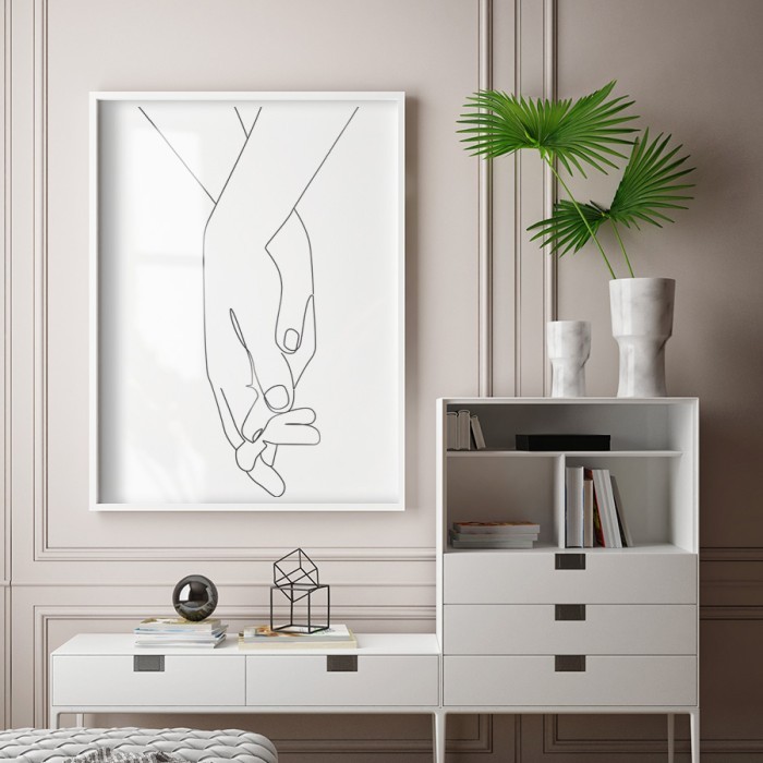 Αφίσα Poster Αγκαλιασμένα χέρια με κορνίζα