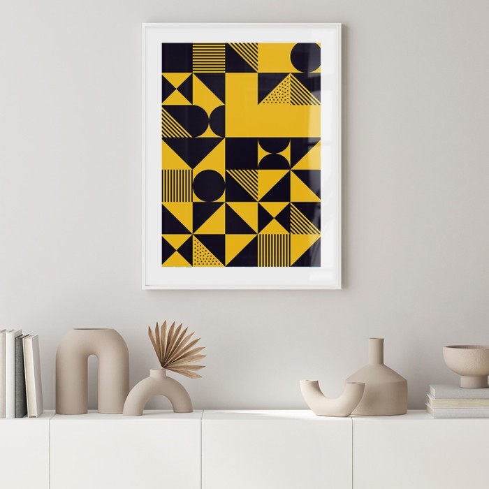 Αφίσα Poster Μοτίβο ασύμμετρων σχημάτων με κορνίζα