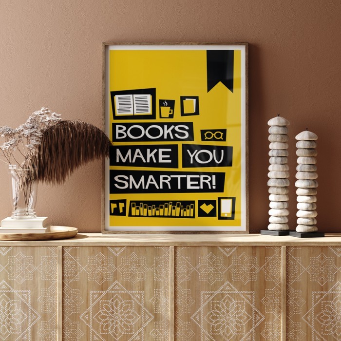 Αφίσα Poster Books make you smarter με κορνίζα