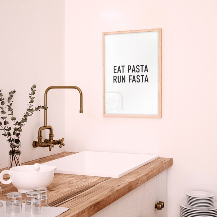 Αφίσα Poster Eat pasta, run fasta δωματίου