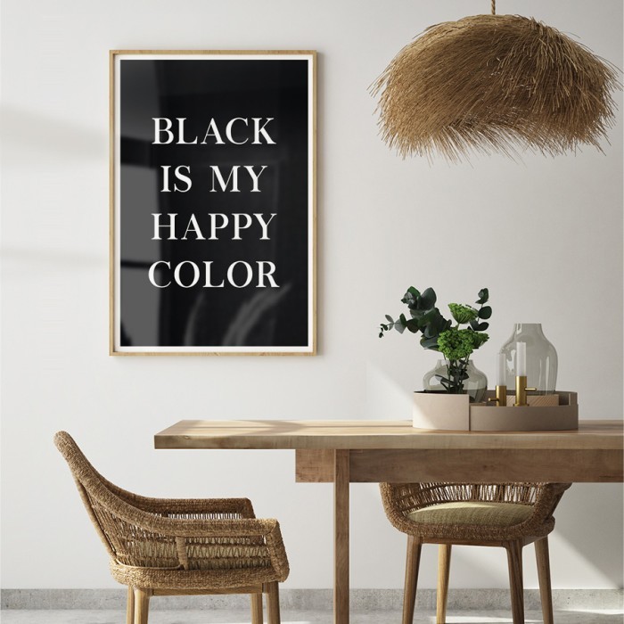 Αφίσα Poster Happy Black για σαλόνι