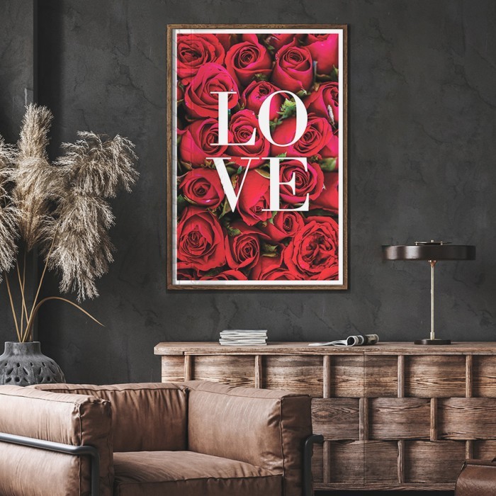 Αφίσα Poster Love roses για σαλόνι
