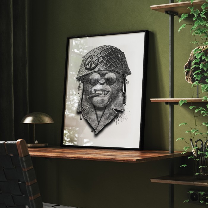 Αφίσα - Poster Μαϊμού στρατιώτης με κορνίζα