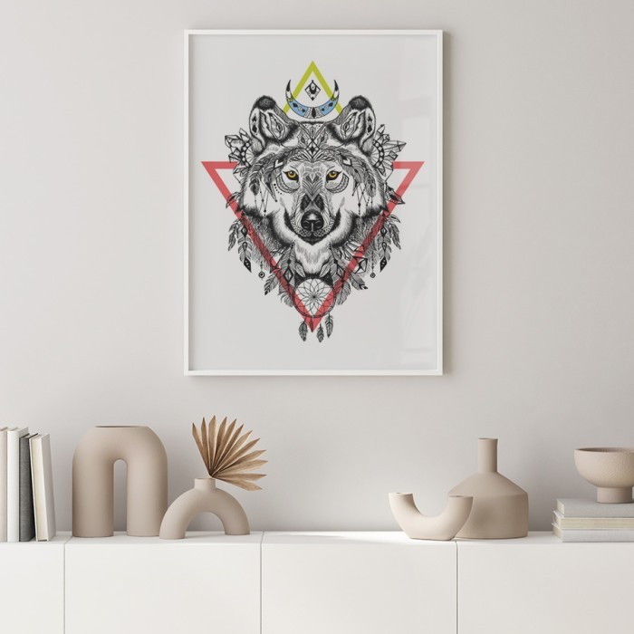 Αφίσα - Poster Λύκος με ονειροπαγίδα με κορνίζα