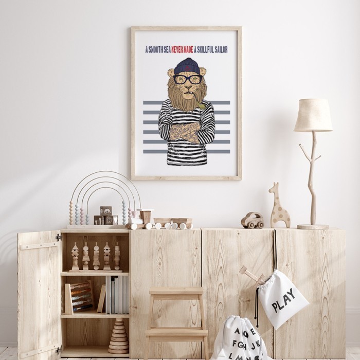 Αφίσα Poster Λιοντάρι ναύτης για παιδικό δωμάτιο 