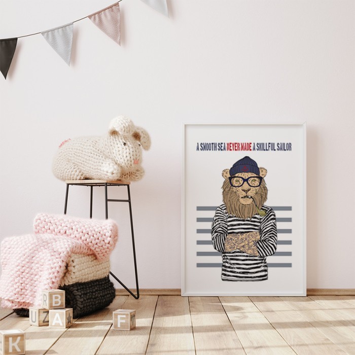 Αφίσα Poster Λιοντάρι ναύτης με κορνίζα