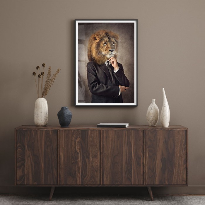 Αφίσα - Poster Άνθρωπος λιοντάρι με κορνίζα