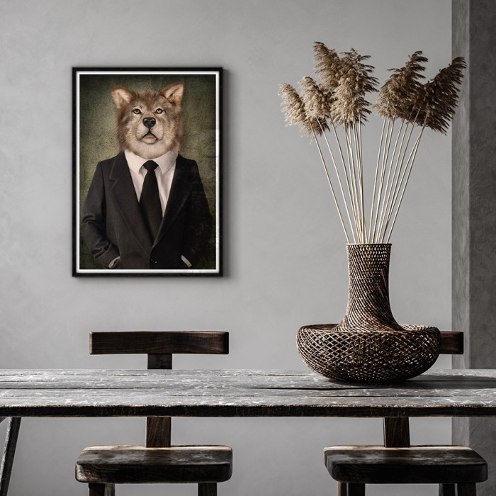 Poster Λύκος με κουστούμι για σαλόνι