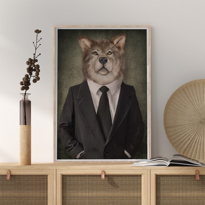 Αφίσα - Poster Λύκος με κουστούμι  με κορνίζα