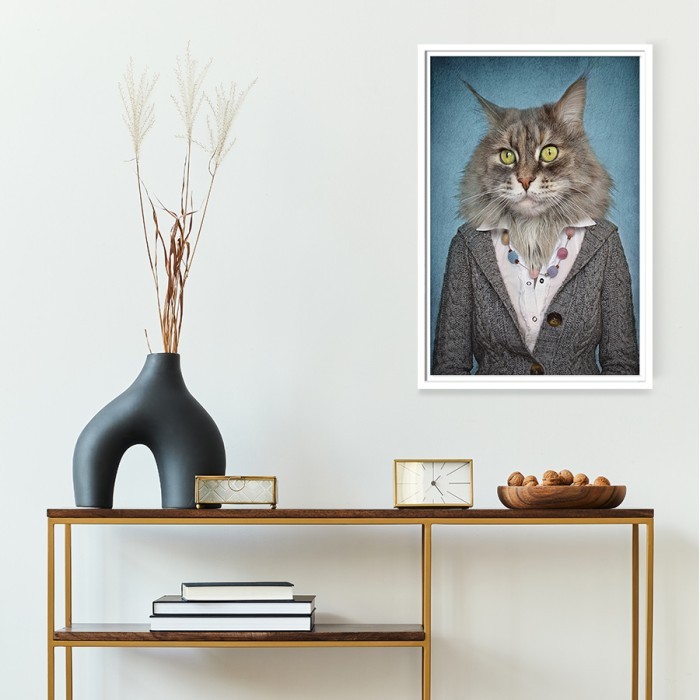Αφίσα - Poster Γάτα με σακάκι με κορνίζα 