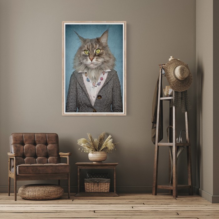 Poster Γάτα με σακάκι για σαλόνι