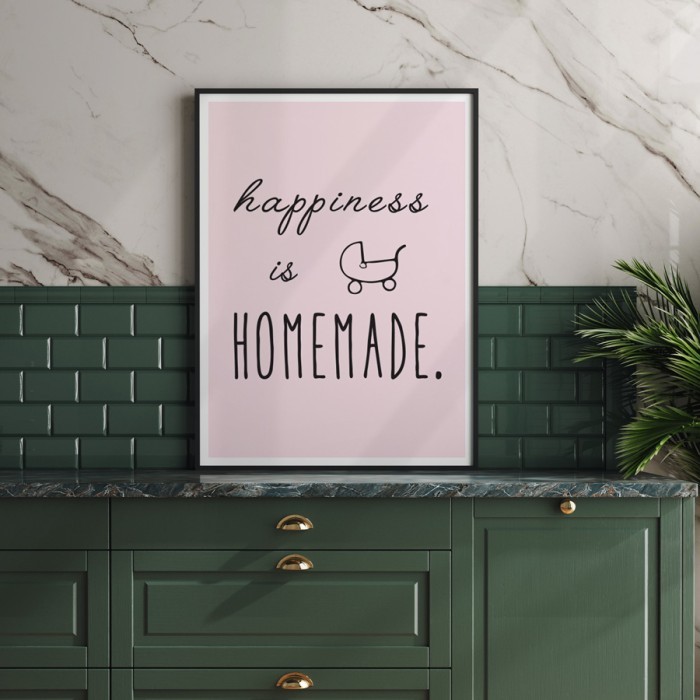 Αφίσα Poster Happiness is homemade με κορνίζα