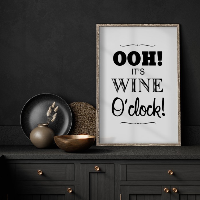 Αφίσα Poster It's wine o'clock με κορνίζα