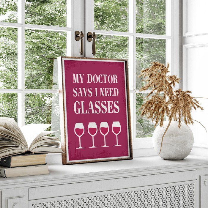 Αφίσα Poster Glasses of wine με κορνίζα