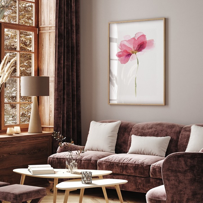 Αφίσα Poster Ροζ λουλούδι για σαλόνι