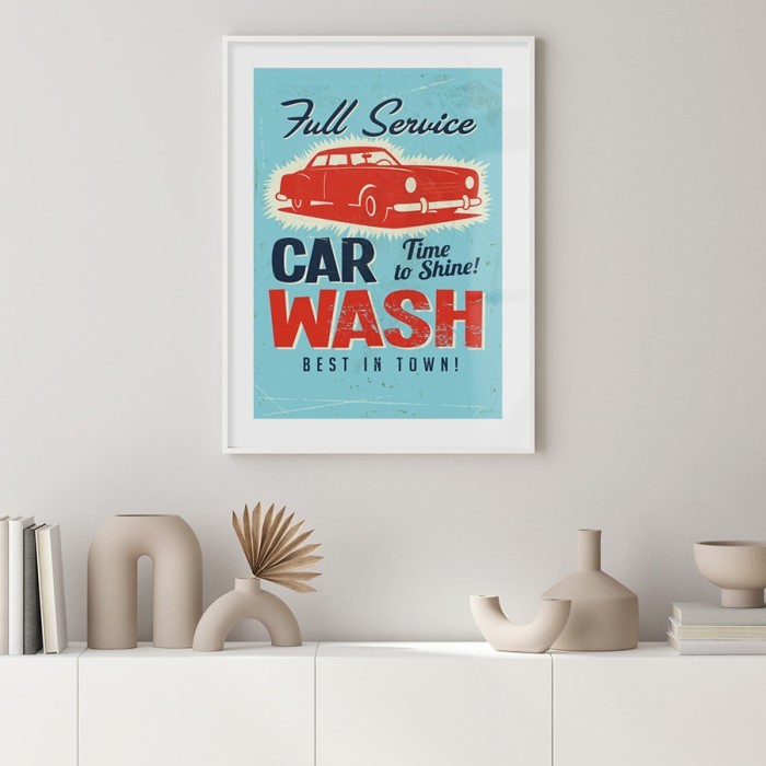 Αφίσα Poster Πλύσιμο αυτοκινήτου με κορνίζα