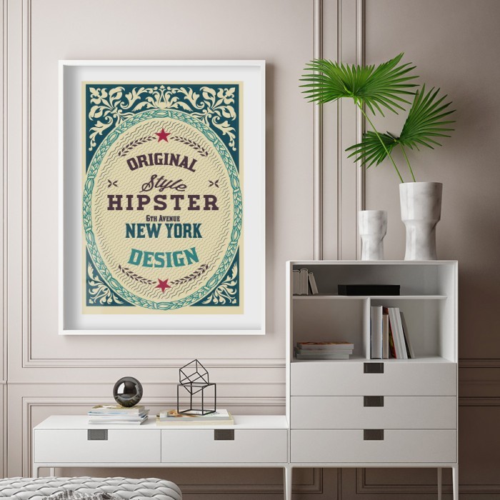 Αφίσα Poster Hipster New York με κορνίζα