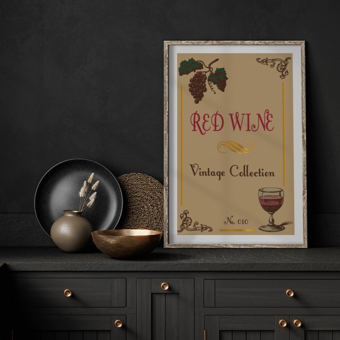 Αφίσα Poster Κόκκινο κρασί με κορνίζα