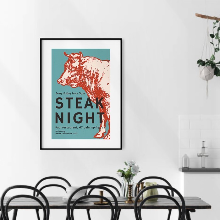 Αφίσα Poster Steak Night για σαλόνι